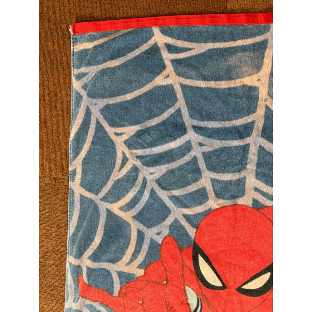 Marvel Spider-Man Beach Towel Blue Red Web Graphic Cotton Bath Towel Kids